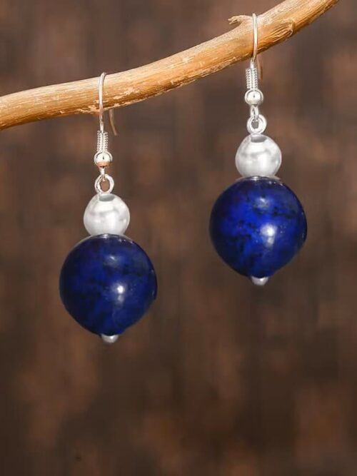 Pendiente acero colgante cuenta lapislazuli