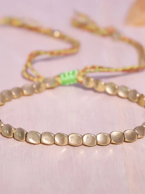 Pulsera tibetana hilo colores y cobre