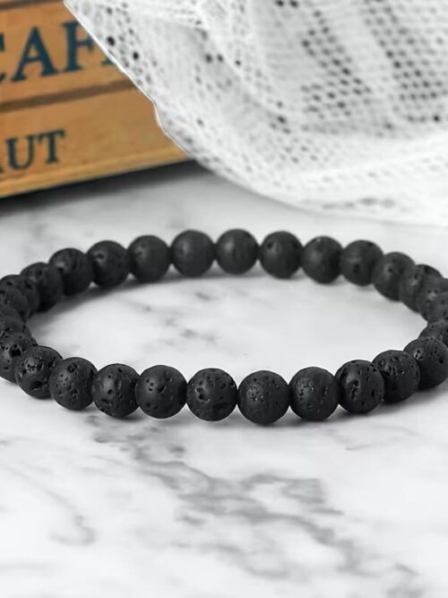 Pulsera de cuentas elastica 4 mm basalto