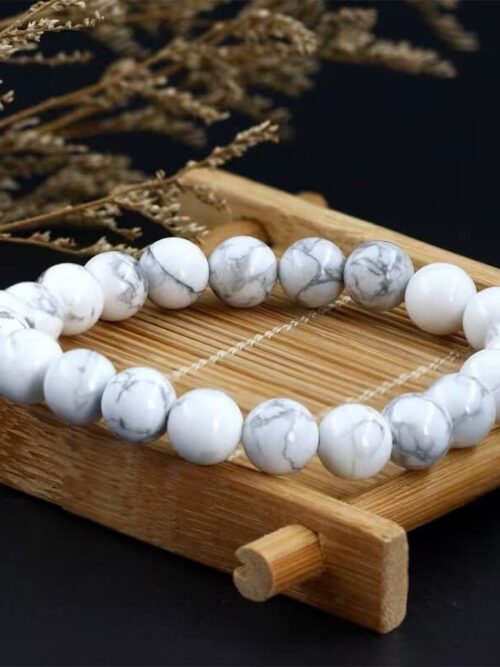 Pulsera de cuentas elastica 8 mm howlite