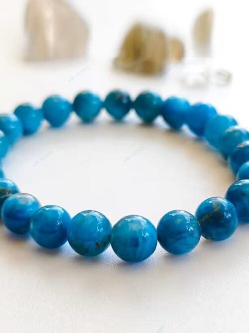 Pulsera de cuentas elastica 8 mm apatita azul