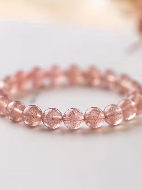 Pulsera de cuentas elastica 8 mm cuarzo cereza
