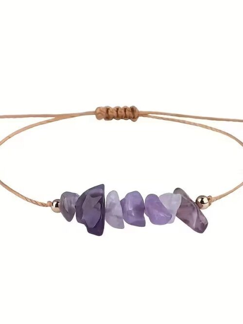 Pulsera cordón amatista forma piedra