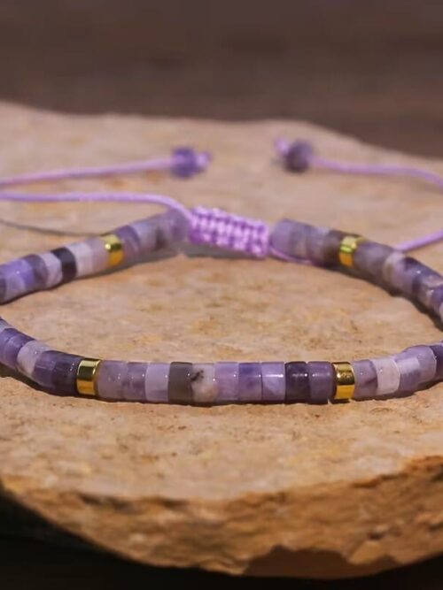 Pulsera cordón amatista forma cilindrica