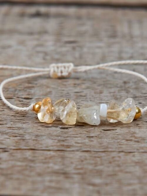 Pulsera cordón citrino forma piedra