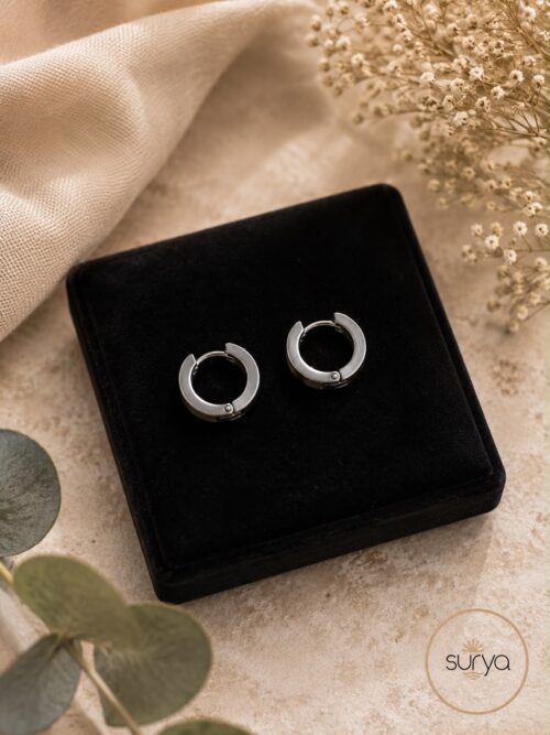 Aritos plata hombre