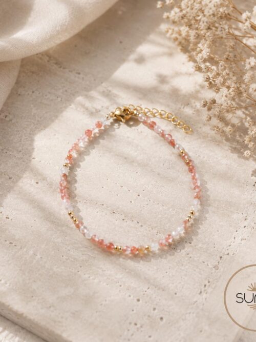 Pulsera 4mm piedra sol y luna con cierre