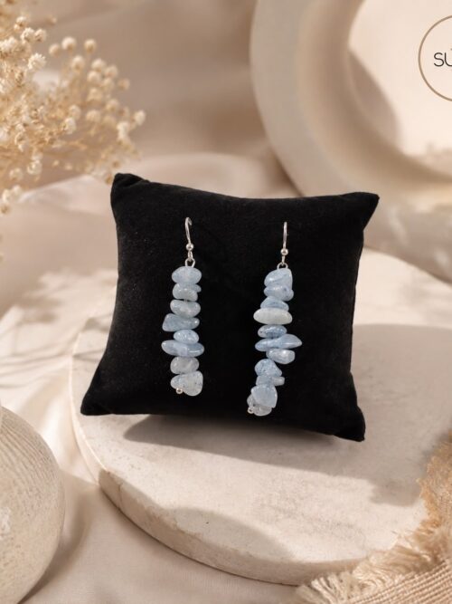 Pendientes de cristal aguamarina