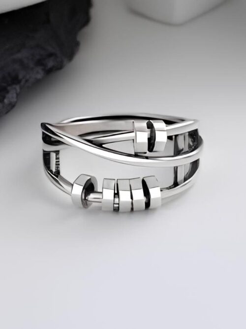 Anillo anti estres plata enlazado