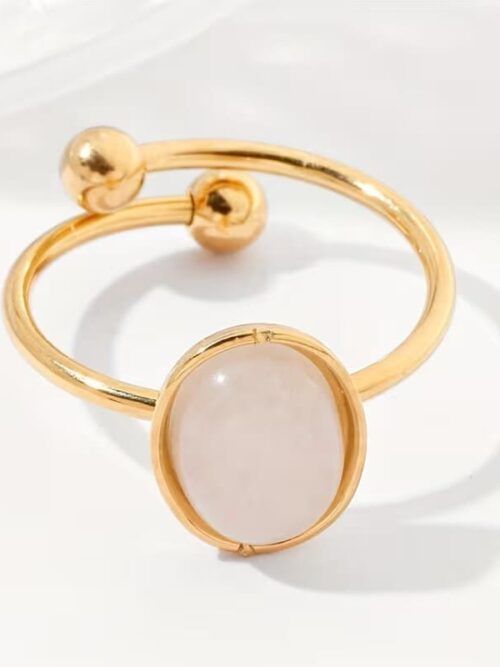 Anillo vintage oro con piedra cuarzo rosa mini