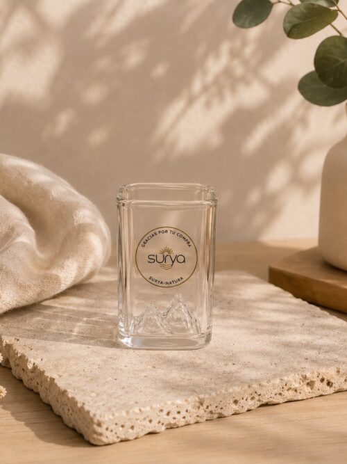 Vaso de vidrio 3D con relieve de montaña