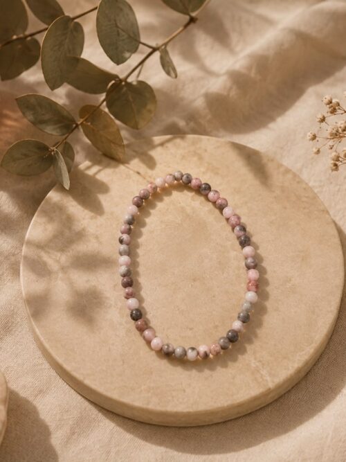 Pulsera de cuentas elásticas cebra rosa 4mm (ansiedad)