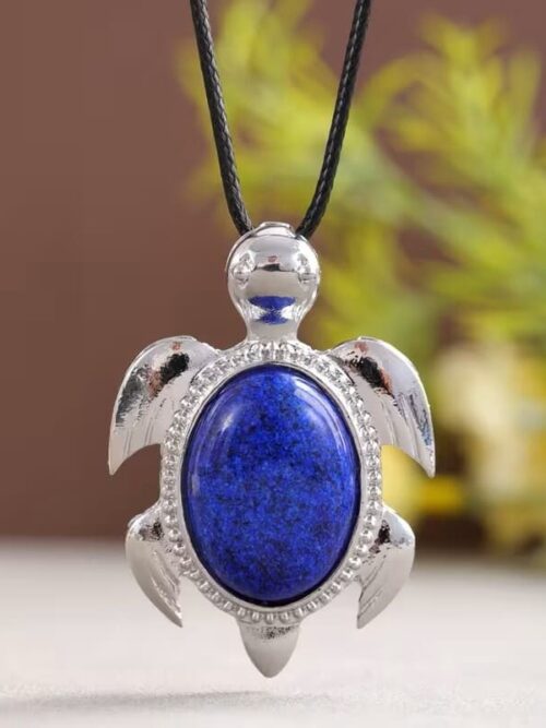 Colgante tortuga grande de lapis lazuli con cordon