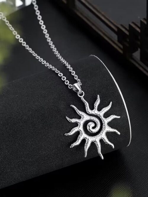 Collar sol grande acero con cordon