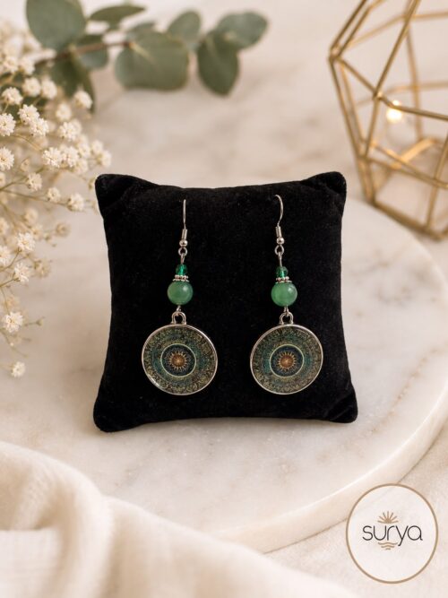 Pendientes retro de mandala con flores
