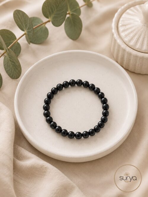PULSERA DE CUENTAS ELÁSTICA 6 MM. OBSIDIANA NEGRA