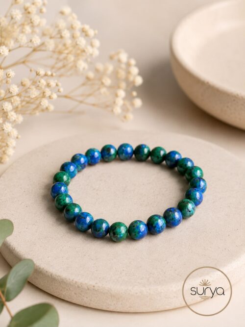 PULSERA DE CUENTAS ELÁSTICA 8 MM . AZURITA