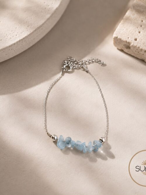 PULSERA ACERO INOXIDABLE . AGUAMARINA