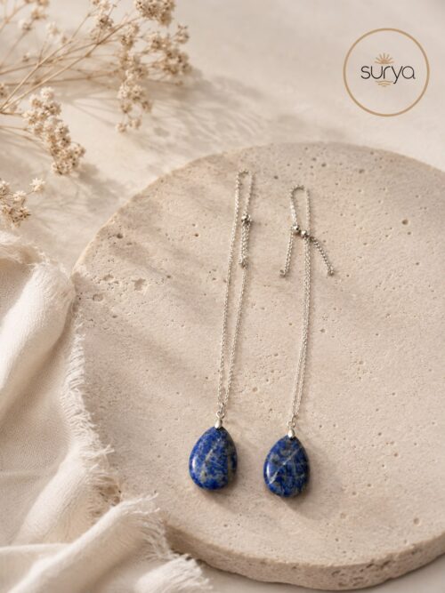 COLLAR LAPIS LAZULI LÁGRIMA CON CADENA DE PLATA