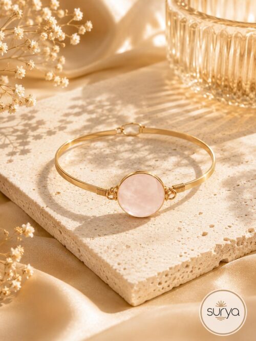 BRAZALETE DORADO CUARZO ROSA