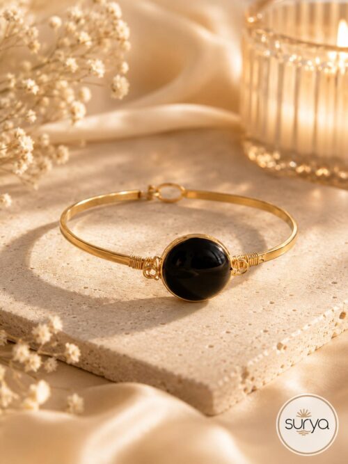 BRAZALETE DORADO OBSIDIANA NEGRA