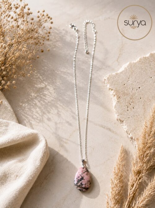 Collar cadena plata lagrima rodonita