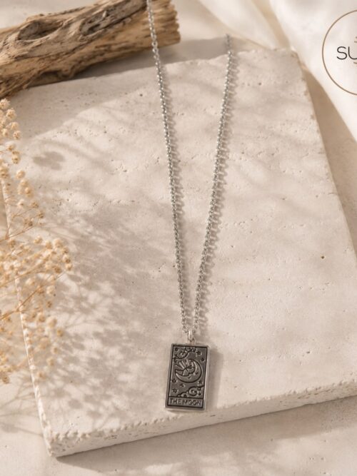 Collar luna tarot plata con cadena de plata