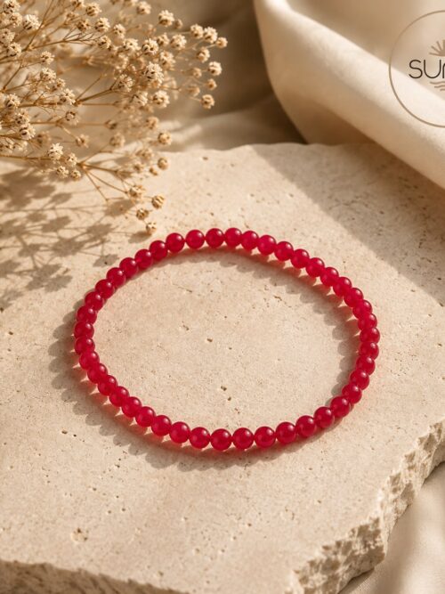 Pulsera de cuentas elastica 4mm coral rojo
