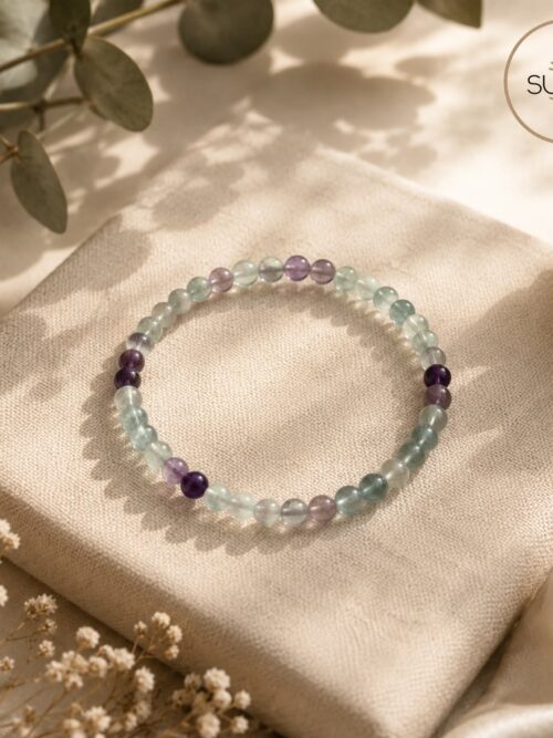 Pulsera de cuentas elastica 4mm fluorita