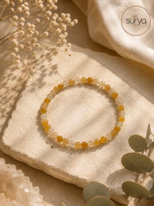 Pulsera de cuentas elástica 4 mm. citrino