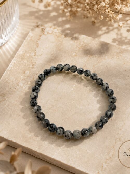 Pulsera de cuentas elástica 6 mm. Dálmata