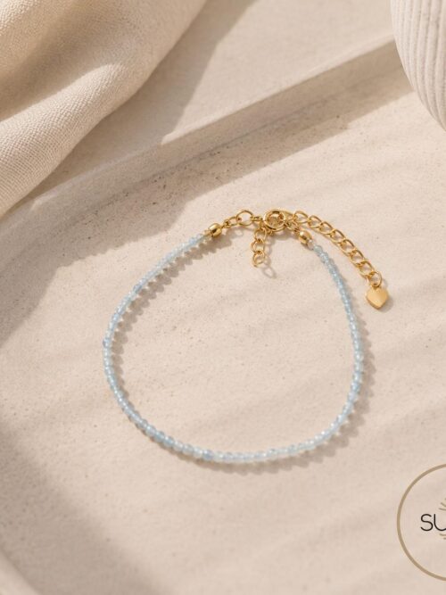 Pulsera 4 mm con cierre corazón. Piedra Luna