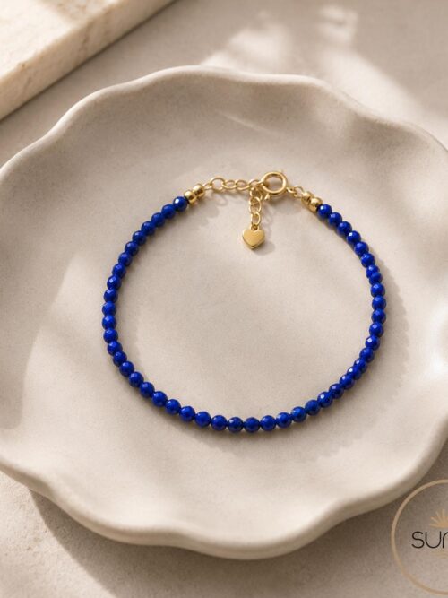 Pulsera 4 mm con cierre corazón. Lapislazuli