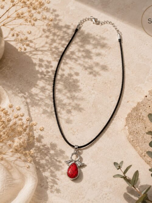 Collar angelito howlita roja