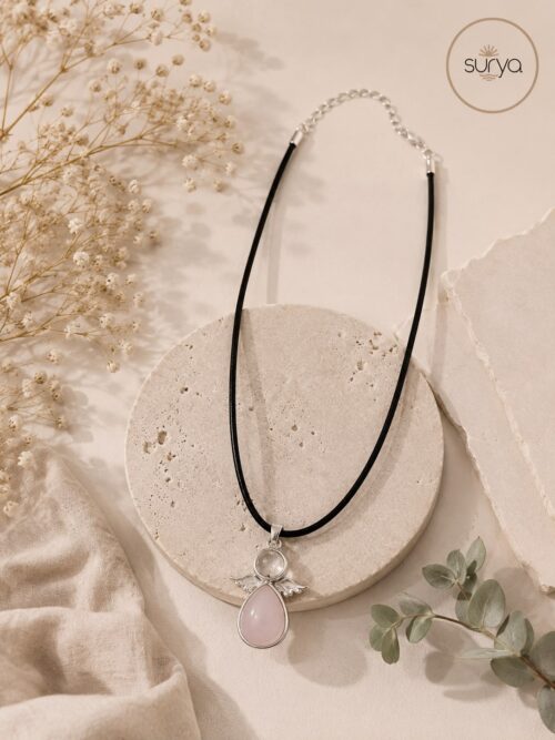 Collar angelito cuarzo rosa