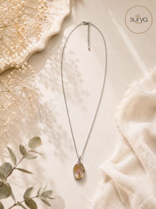 Collar árbol pan de oro con flor rosa