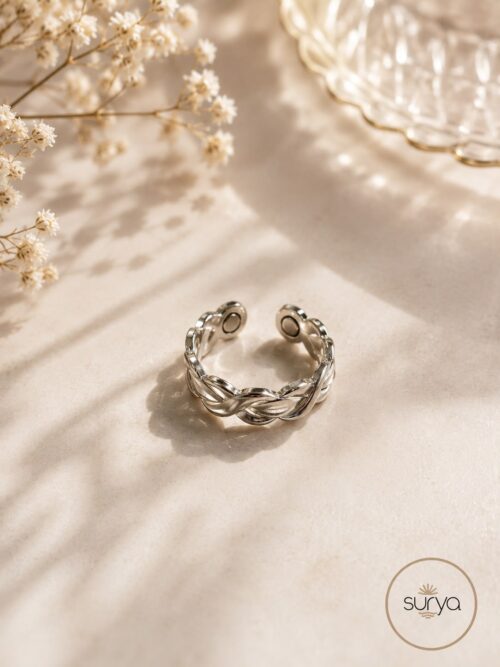 Anillo anti estrés trenzado plateado