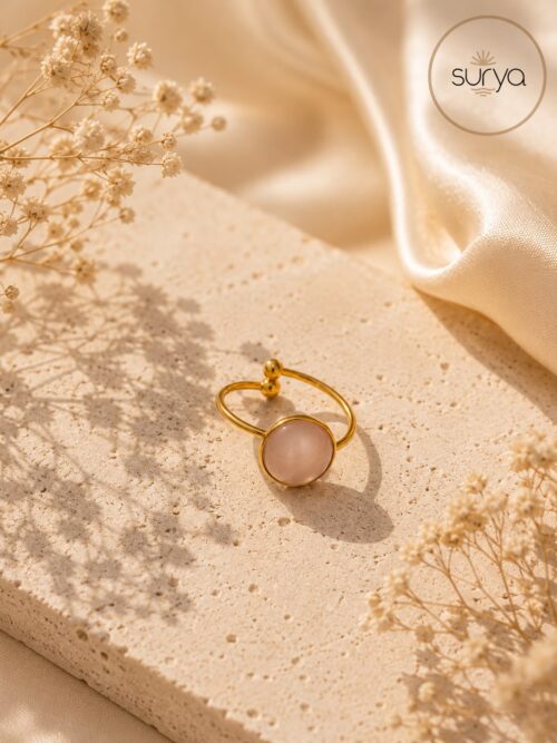 Anillo vintage oro cuarzo rosa
