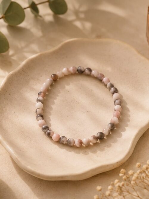 Pulsera de cuentas elásticas cebra rosa 6mm (ansiedad)