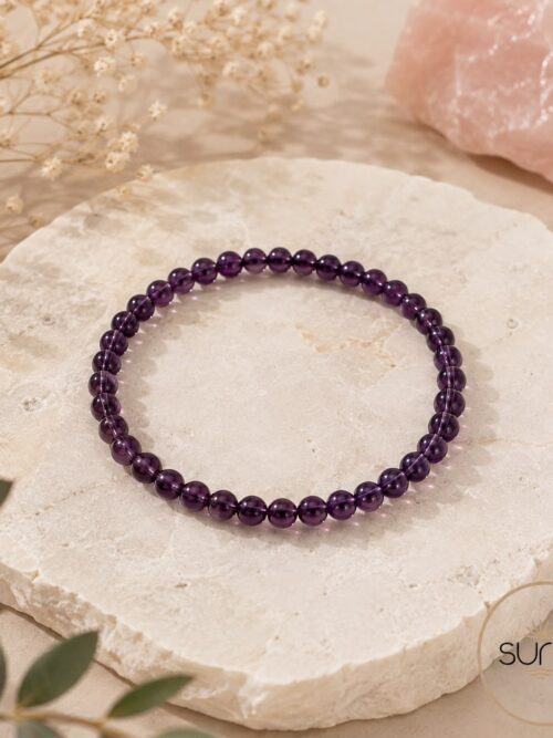 Pulsera cuentas elásticas 4mm amatista lavanda