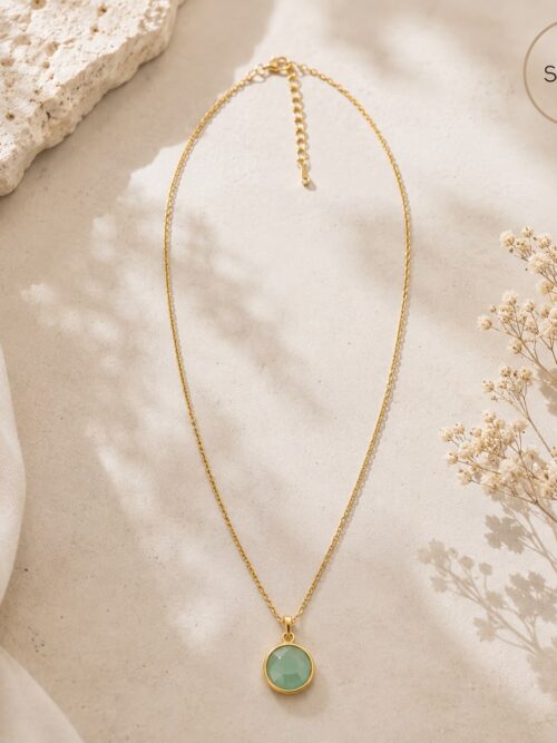 Collar redondo aventurina verde oro
