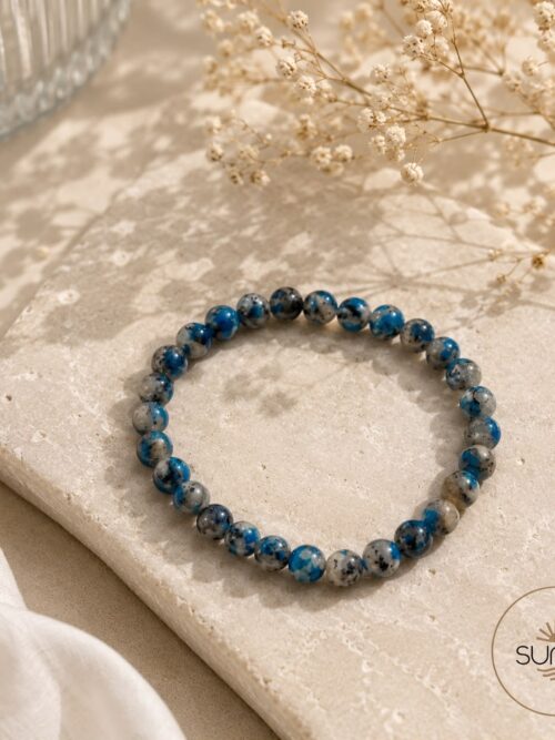 Pulsera de cuentas elástica 6mm azurita