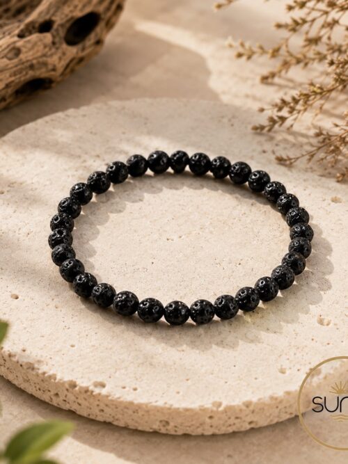 Pulsera shungita de cuentas elásticas 4mm